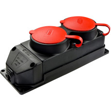 Колодка каучуковая 3Р+РЭ с защитными крышками двухместная (2×25А) IP44
