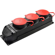 Колодка каучуковая 3Р+РЭ с защитными крышками трехместная (3×25А) IP44