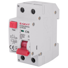 Выключатель дифференциального тока с защитой от сверхтоков e.rcbo.stand.2.C16.30, 1P+N, 16А, С, 30мА