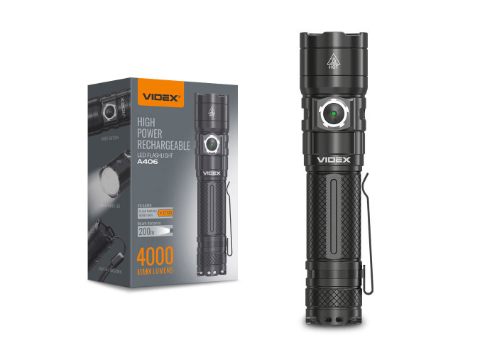 Портативный светодиодный фонарик VIDEX VLF-A406 4000Lm 6500K