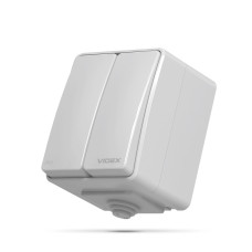 IP65 Выключатель наружный двухклавишный серый VIDEX BINERA