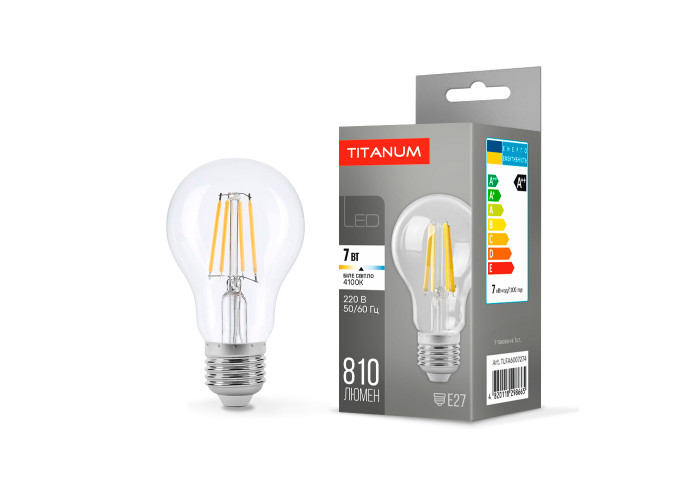 LED лампа TITANUM Filament A60 7W E27 4100K