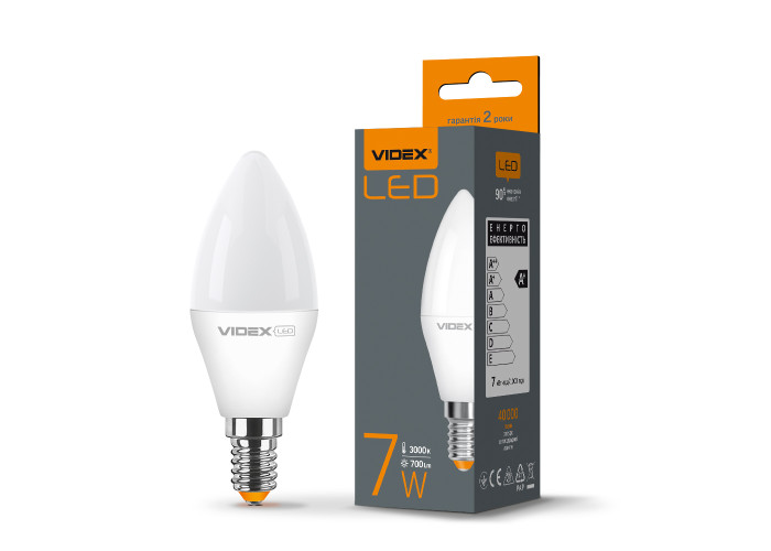 LED лампа VIDEX  C37e 7W E14 3000K