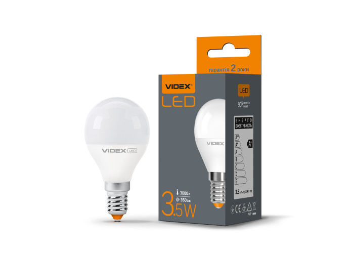 LED лампа VIDEX G45e 3.5W E14 3000K