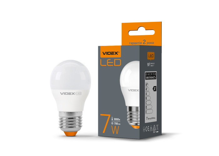 LED лампа VIDEX  G45e 7W E27 3000K