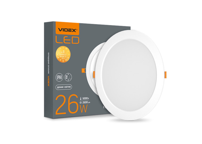 LED світильник Back вбудований круглий VIDEX 26W 5000K