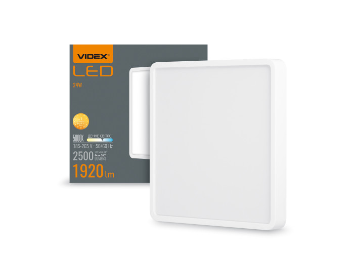 LED Светильник накладной квадрат VIDEX 24W 5000K White