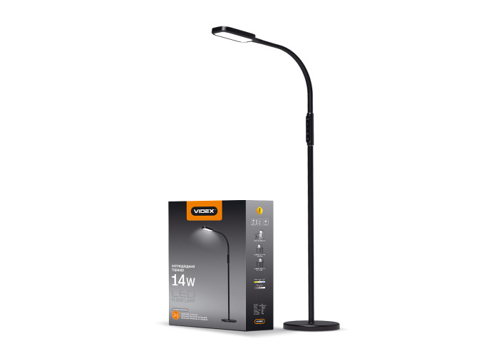 LED торшер черный VIDEX TF07B 14W 3000-5500K