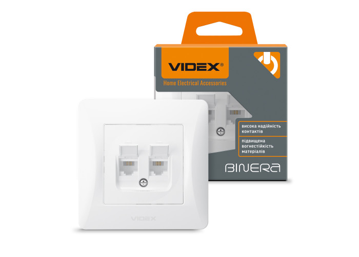 Розетка CAT6+CAT3 двойная белая VIDEX BINERA